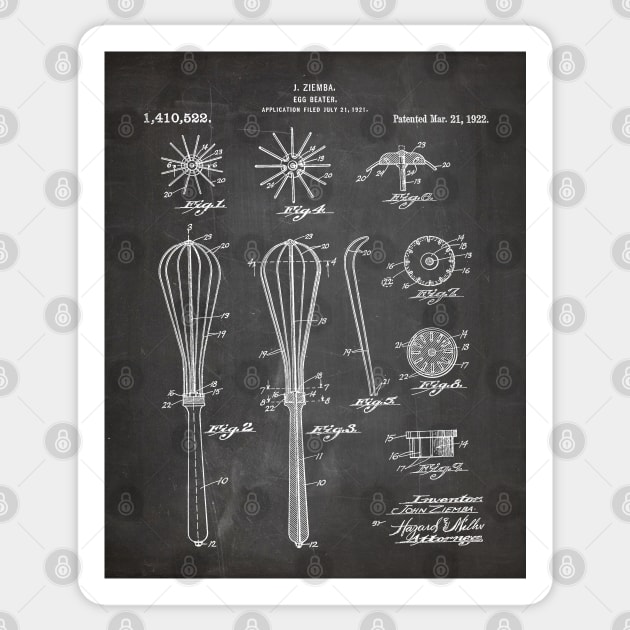 Whisk Patent - Baking Art - Black Chalkboard Sticker by patentpress